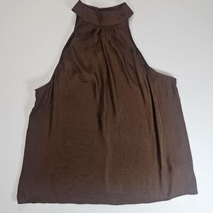 Joie Sleeveless Blouse Womens Small Brown High‎ Neck Eyelet Back Business Casual